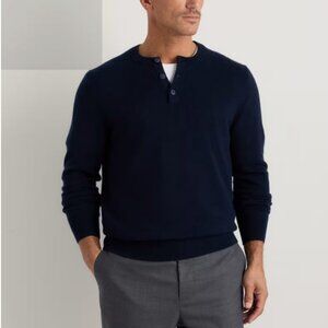 Quince Mongolian Cashmere Henley Sweater Navy XXL